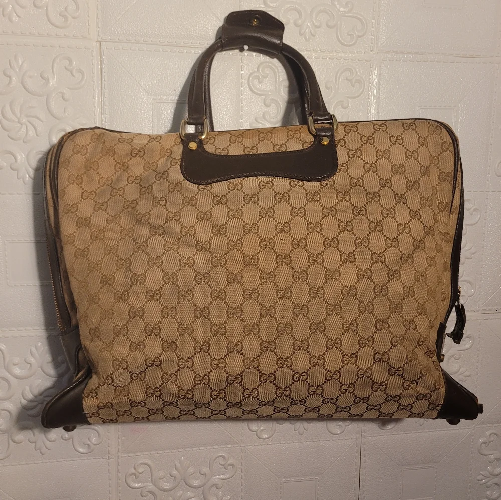 GUCCI GG CANVAS XL CARRY ON TRAVEL WEEKEND Duffle Gym BAG VINTAGE 1960 AUTHENTIC - Picture 2 of 14